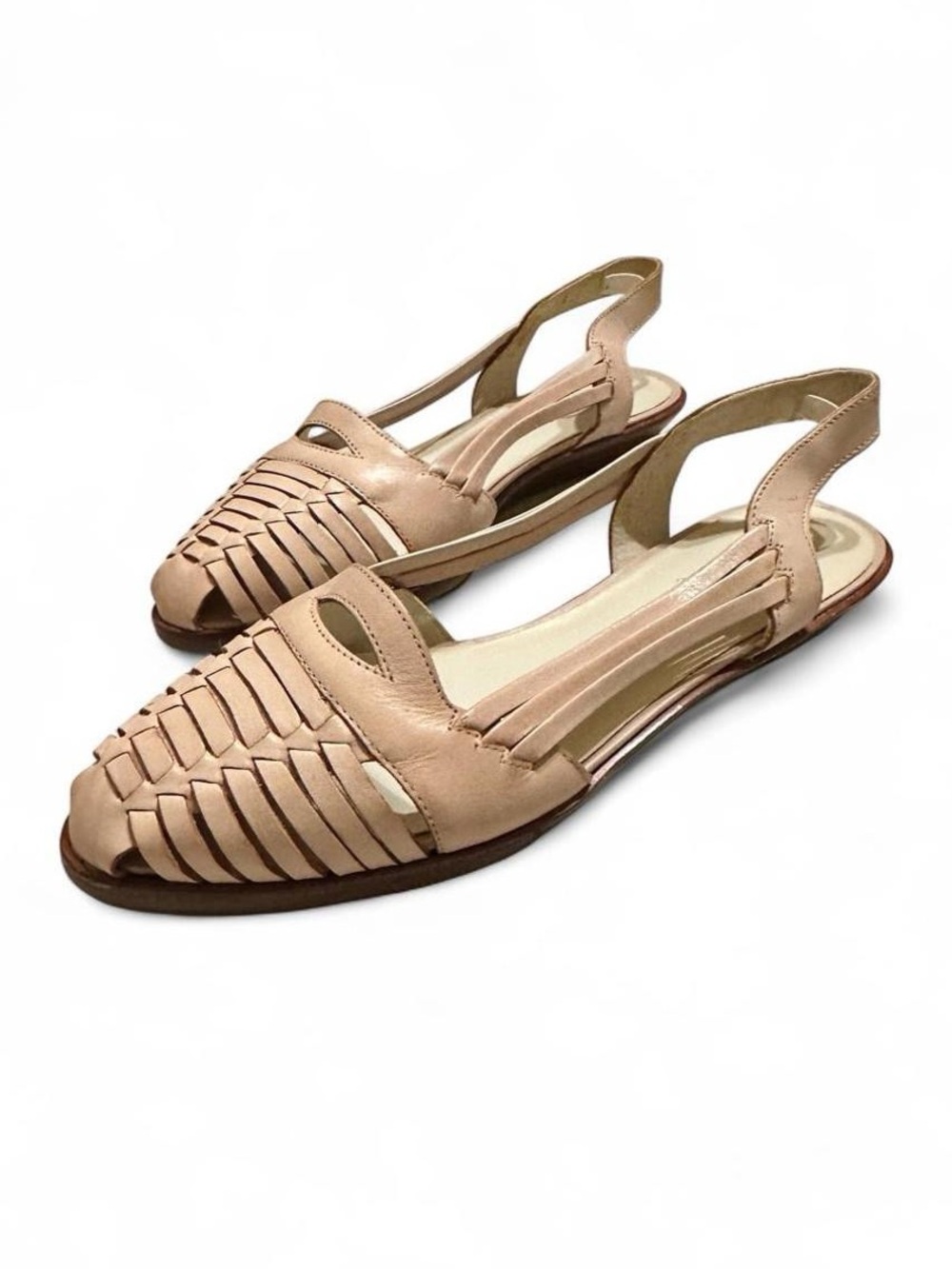 Vintage 80s Pappagallo Woven Leather Slingback Huaraches Sandals
